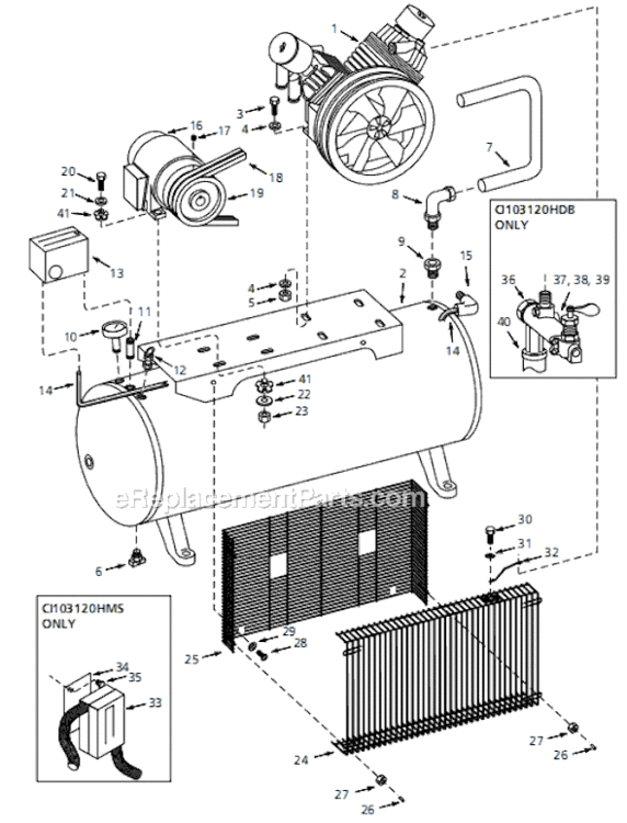 Page A Diagram and Parts List for CI103080H 1999 Campbell Hausfeld Compressor